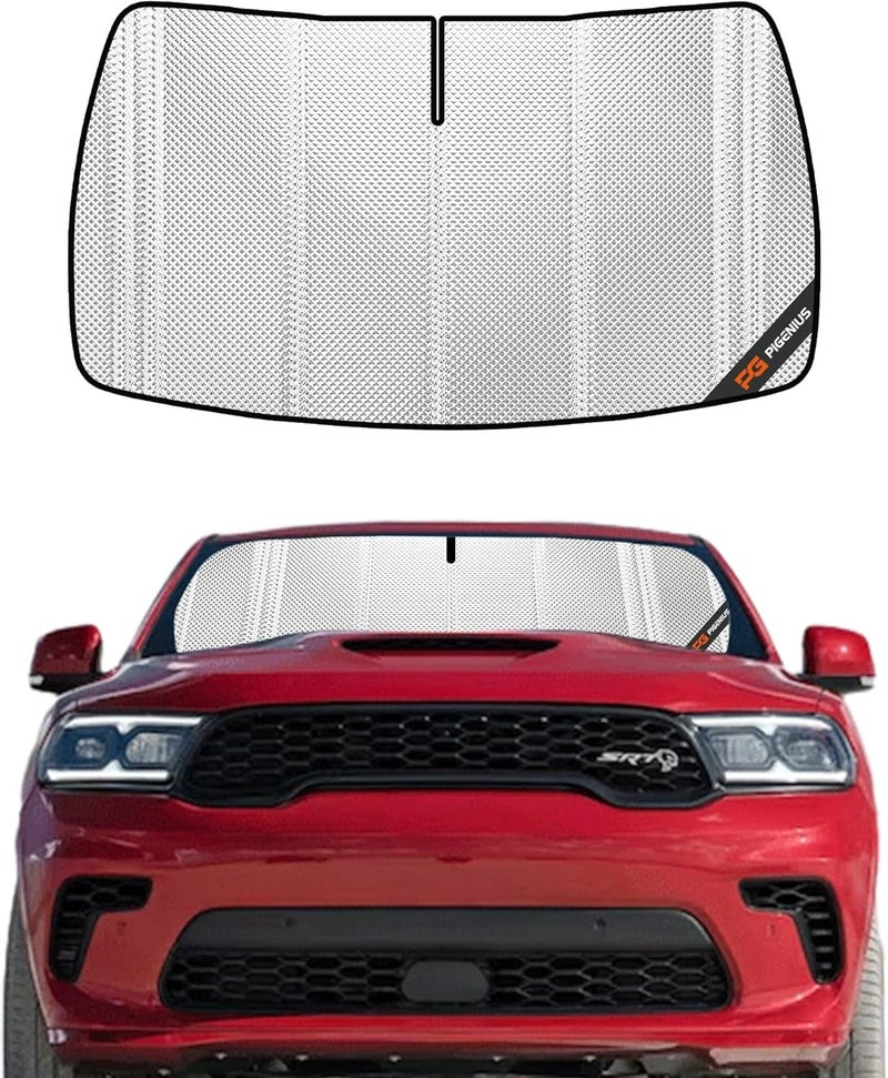 Pigenius Windshield Sun Shade for Dodge Durango 2021-2025. Full Coverage Rearview Mirror Shade for Ultimate Protection - Image 1